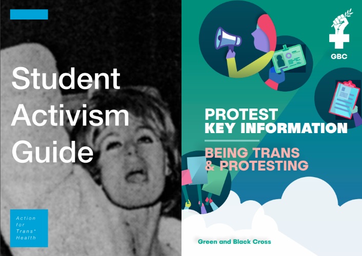 Covers of two publications about trans activism